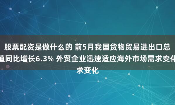 股票配资是做什么的 前5月我国货物贸易进出口总值同比增长6.3% 外贸企业迅速适应海外市场需求变化